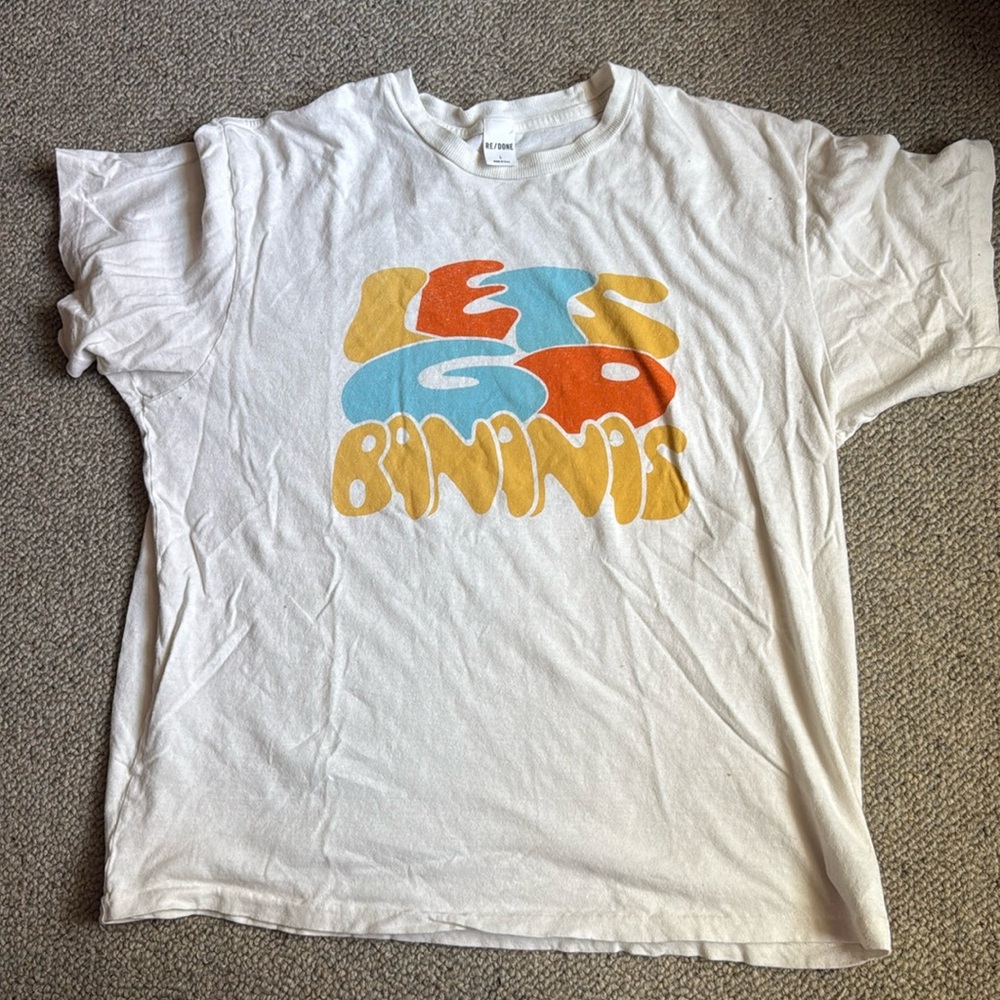 RE/DONE 90s Easy "Let's Go Bananas" Tee - Vintage White